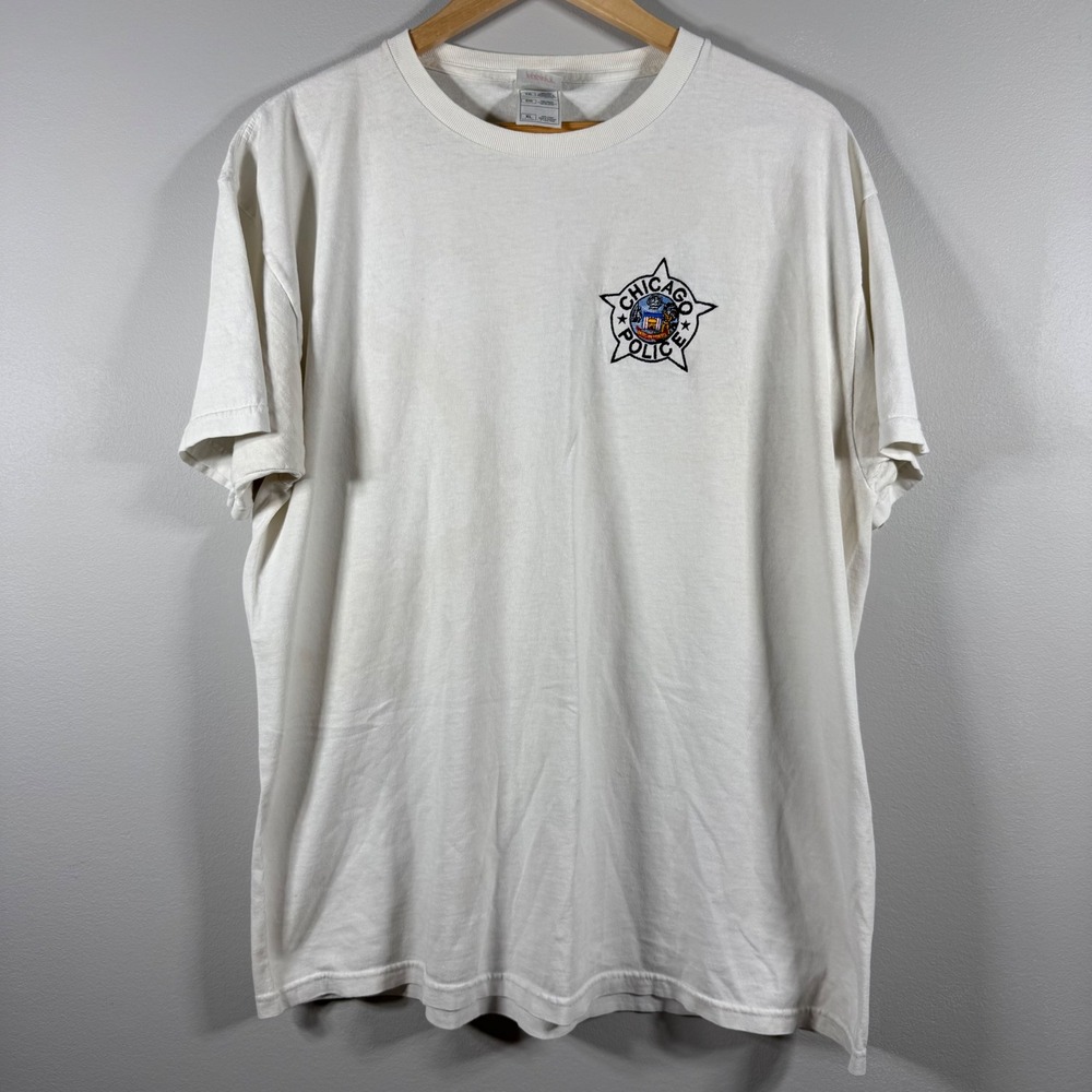 Vintage Y2K Chicago Police Logo T-Shirt White XL